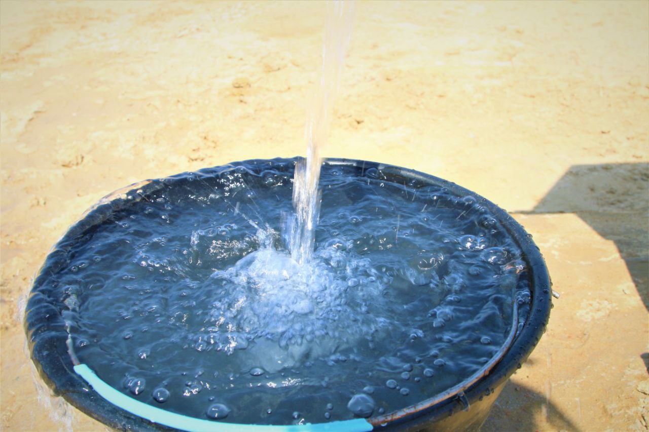 Clean water flowing from well